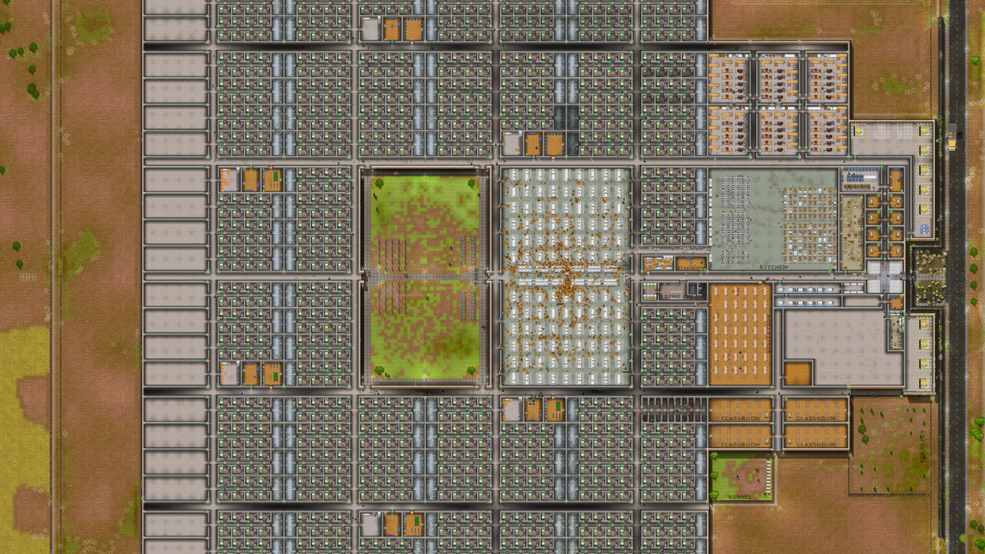 the old concrete block, 1 building, 1K inmates