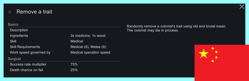 Remove Traits 移除特性 繁&简中文汉化 mod preview for RimWorld