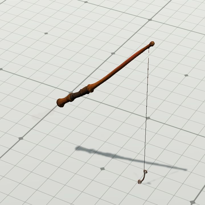 Fishing rod with line cast