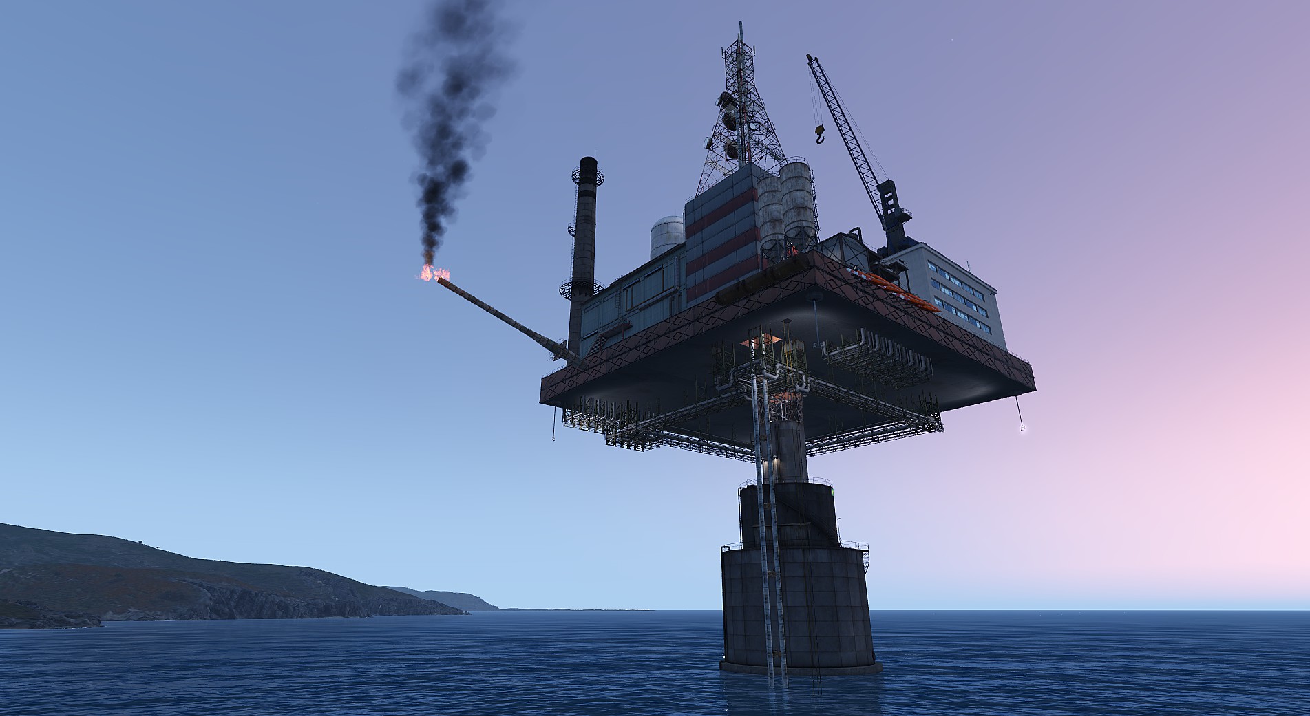 OIL RIG WITH WORKING LIFE  BOATS