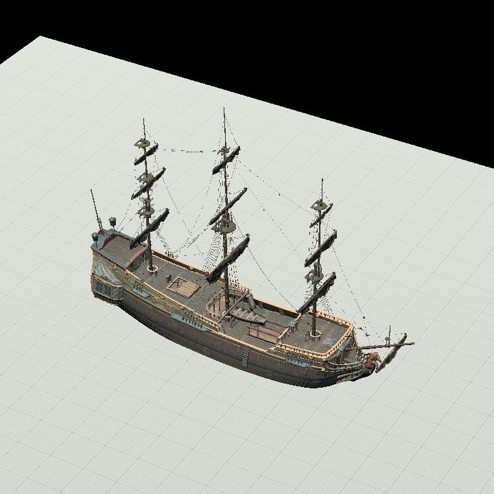 Ship - pinnace, sails furled