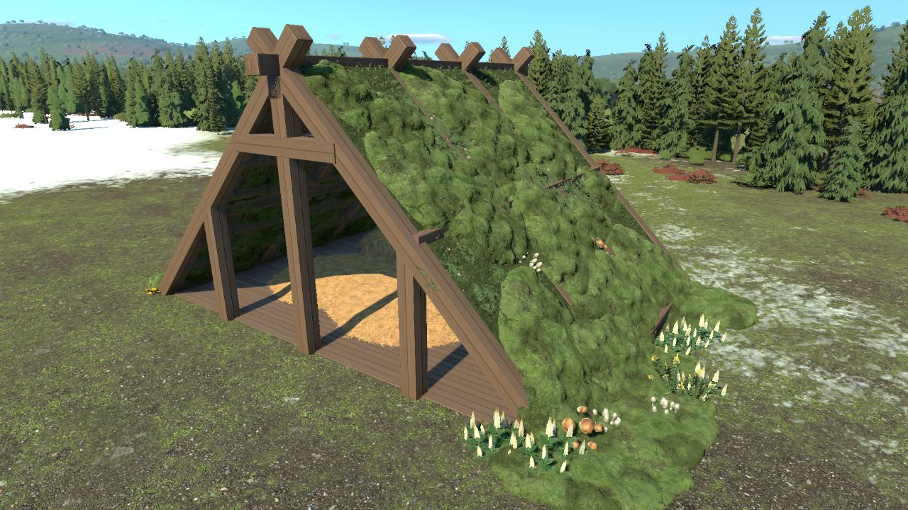 Mossy A Frame Shelter