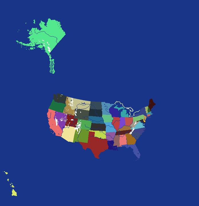 USA 50 States + DC (Geographically Accurate)