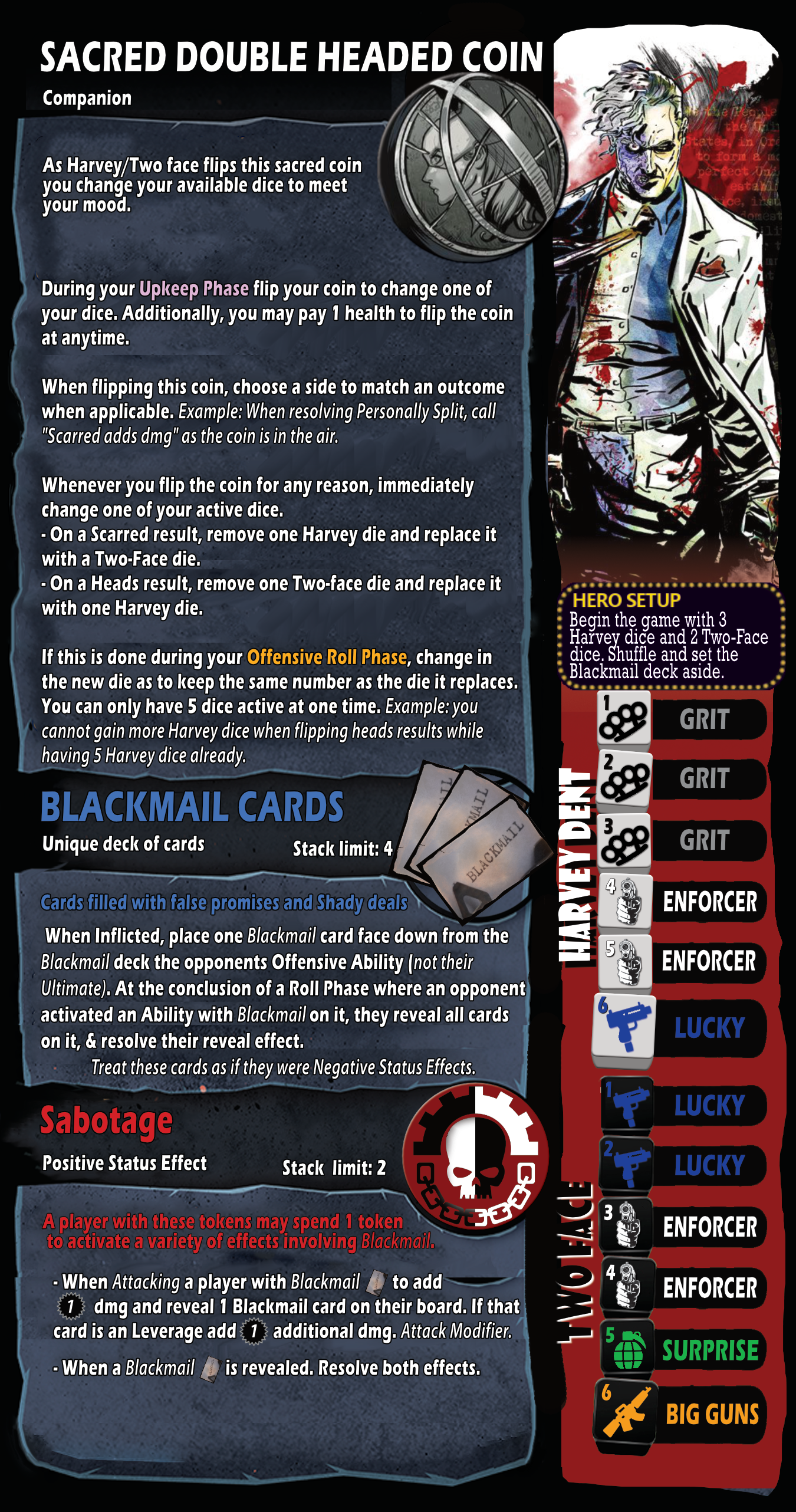 Two-Face/Harvey Dent dice throne Homebrew by Hullk: complete PnP ready