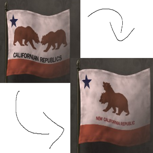 Two Californias flag replaced with the NCR flag