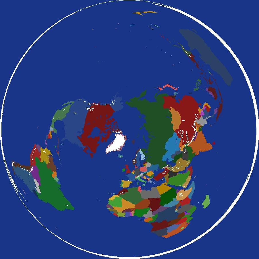 North Pole Centered World Map