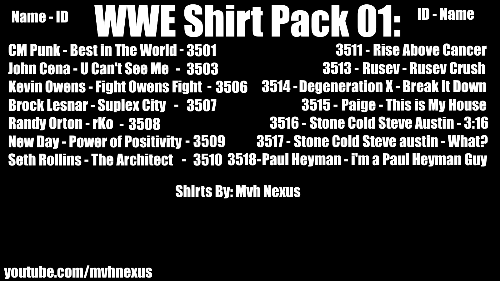 WWE Shirt Pack 01 – Unturned Mod