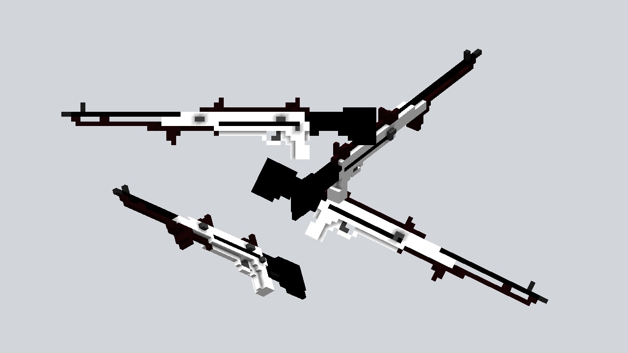 blue wite red gun