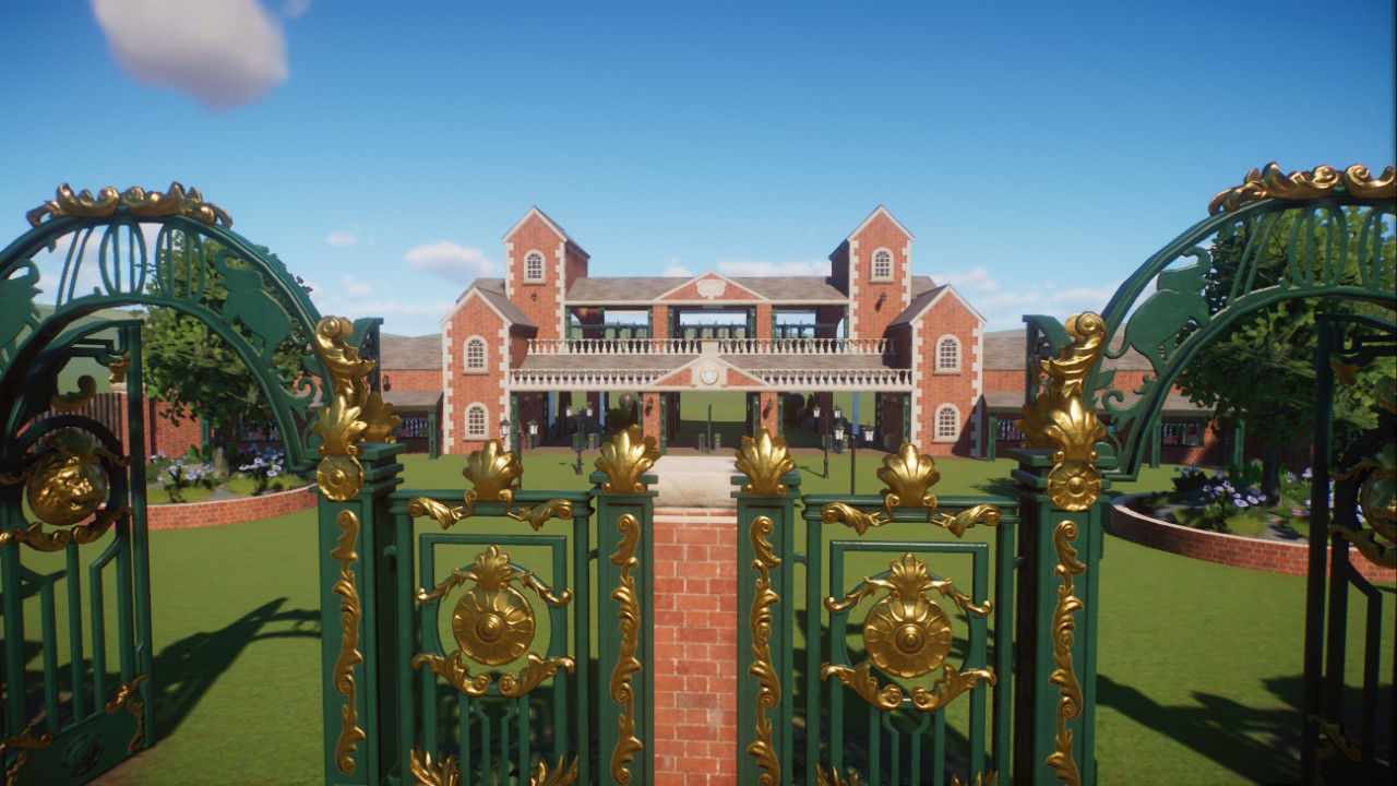 Traditional Zoo Entrance with a train station on top (Sandbox Mode)