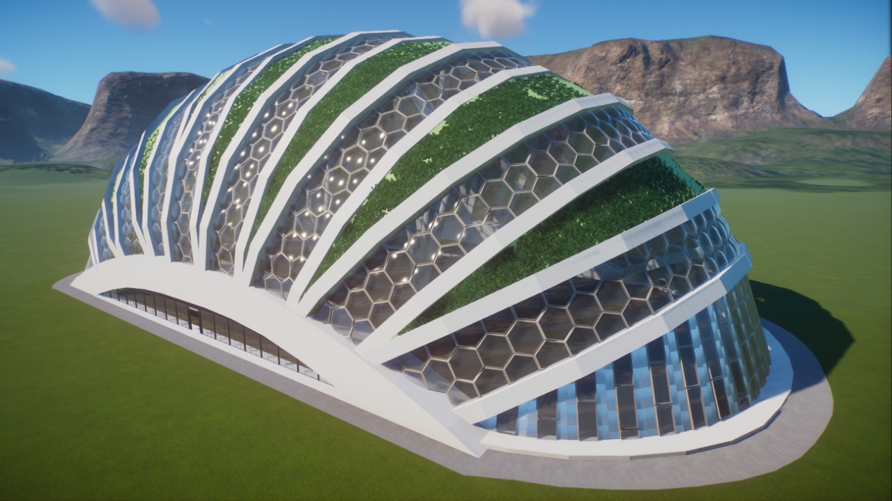 Futuristic eco bio-dome (habitat, exhibition or food area)