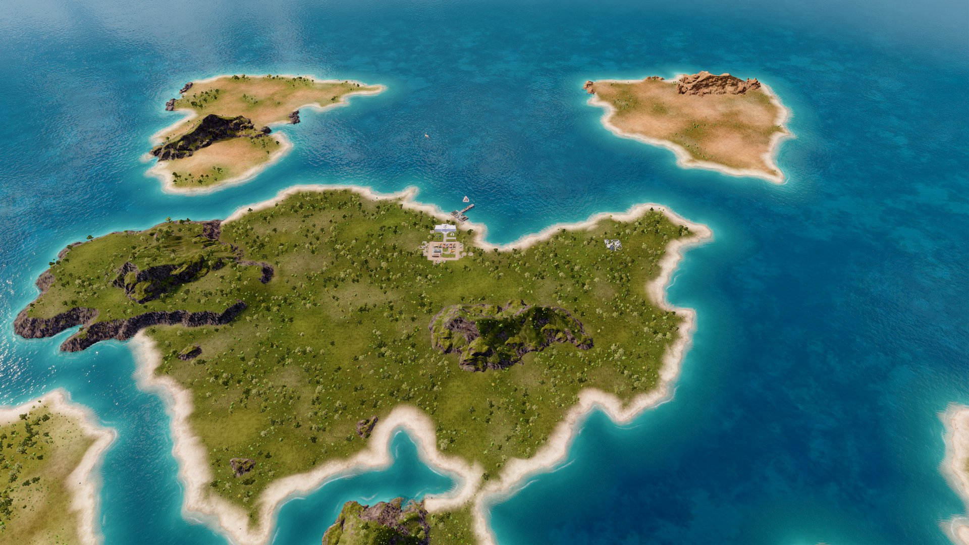 Huge: Large center and 4 medium islands.