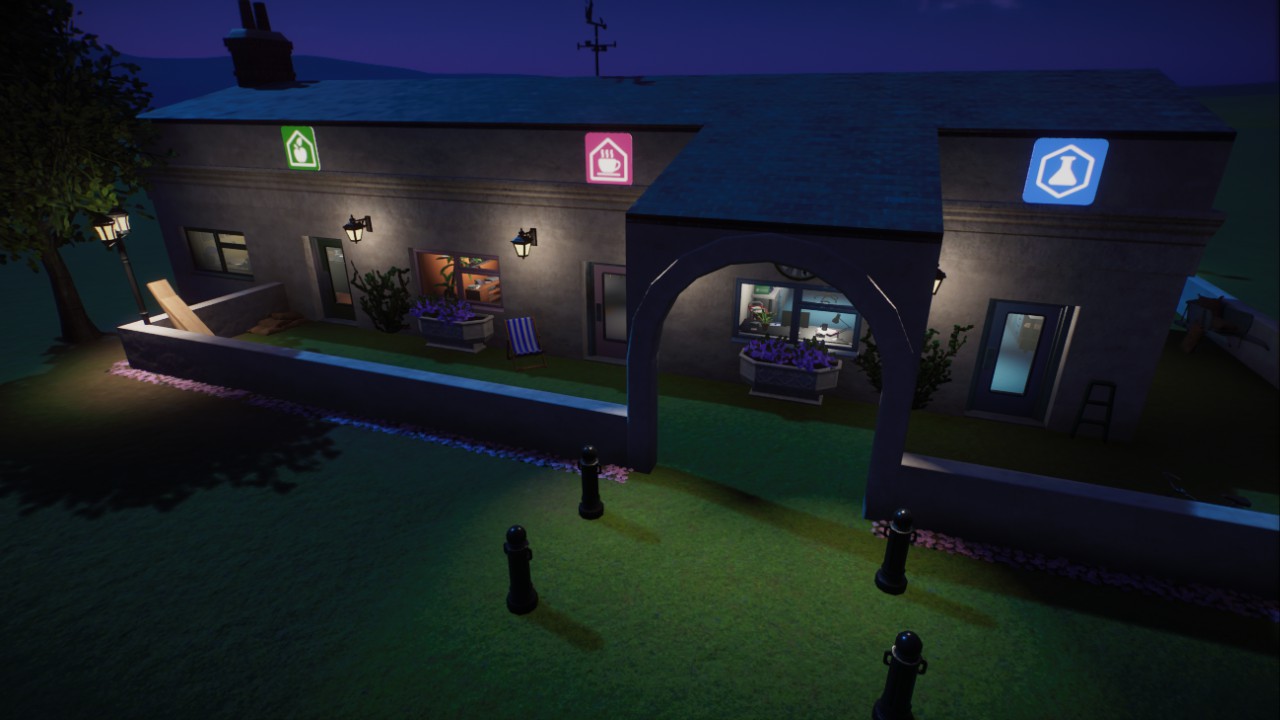 Three large decorated facilities