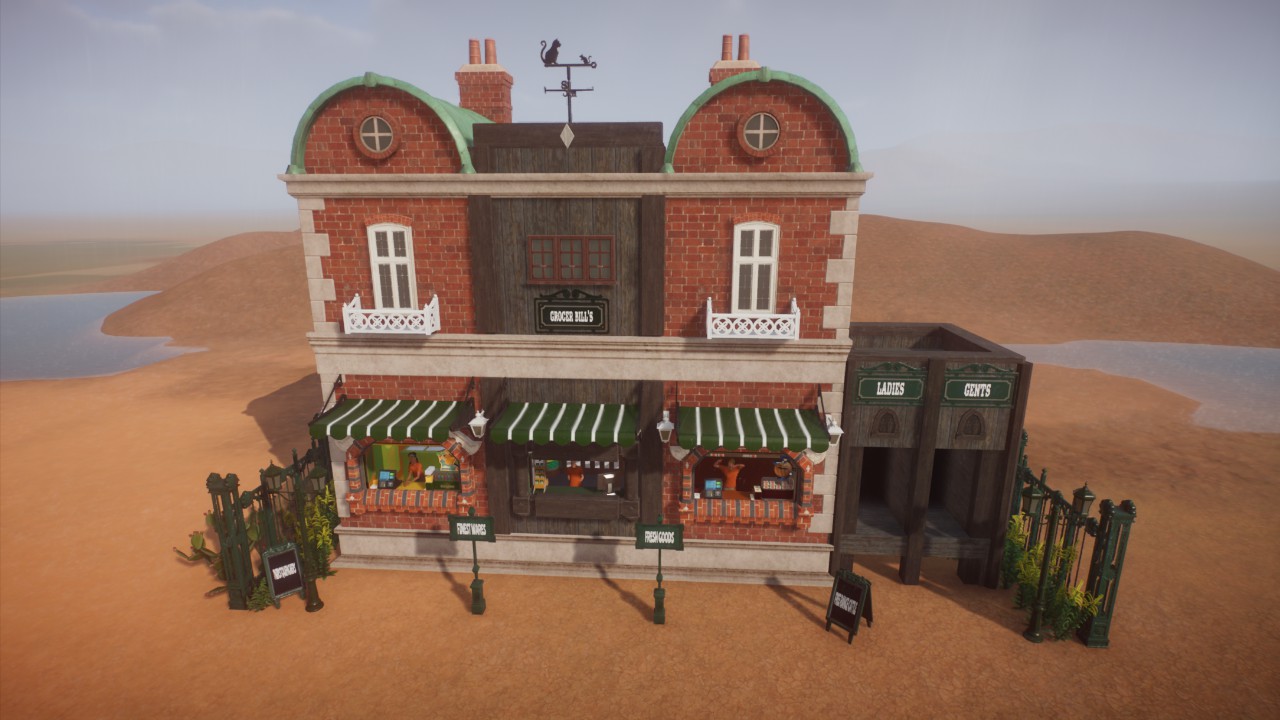 Western american shop building + toilets