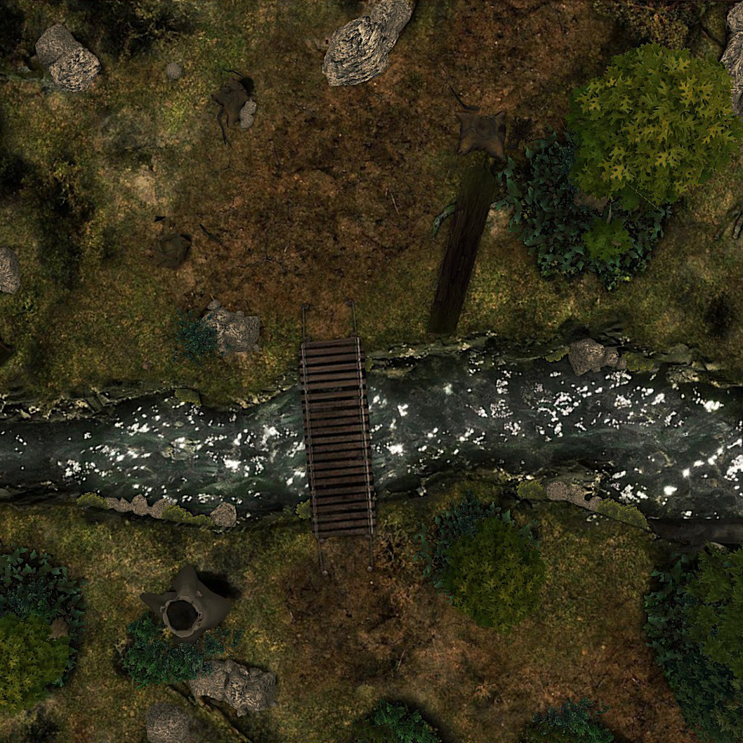D&D - RPG Bridge Over a Brook Map