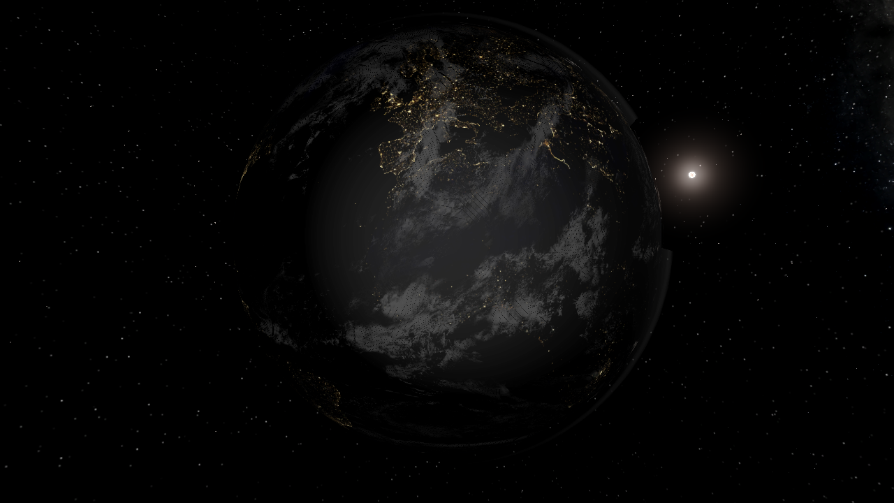 Earth With Satellites And ISS