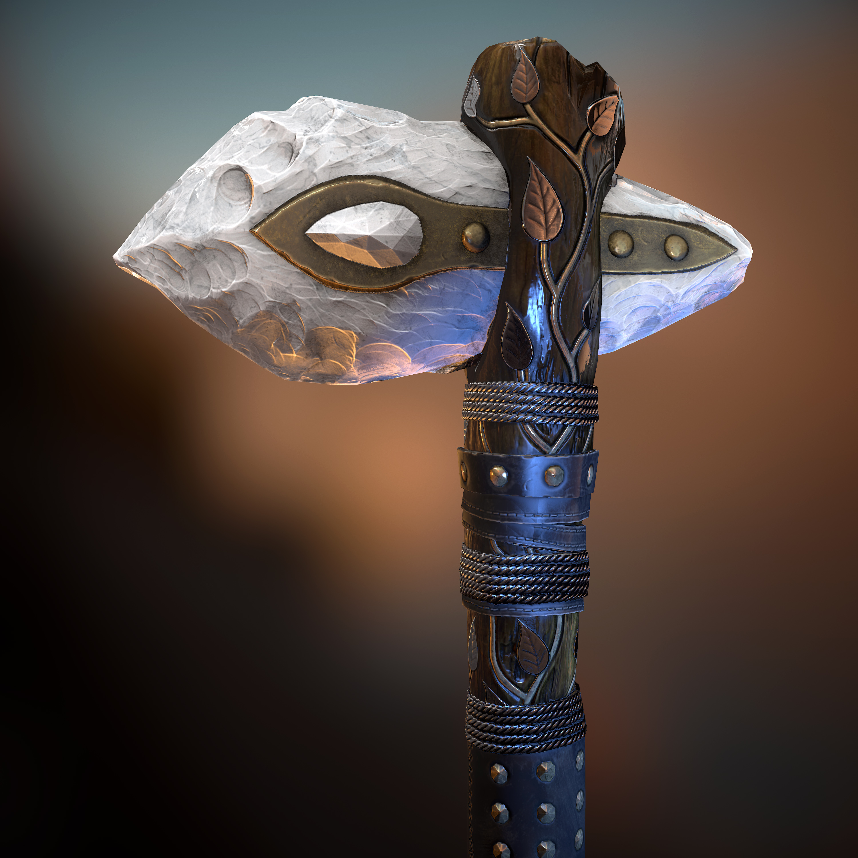 Silver Leaf Stone Hatchet