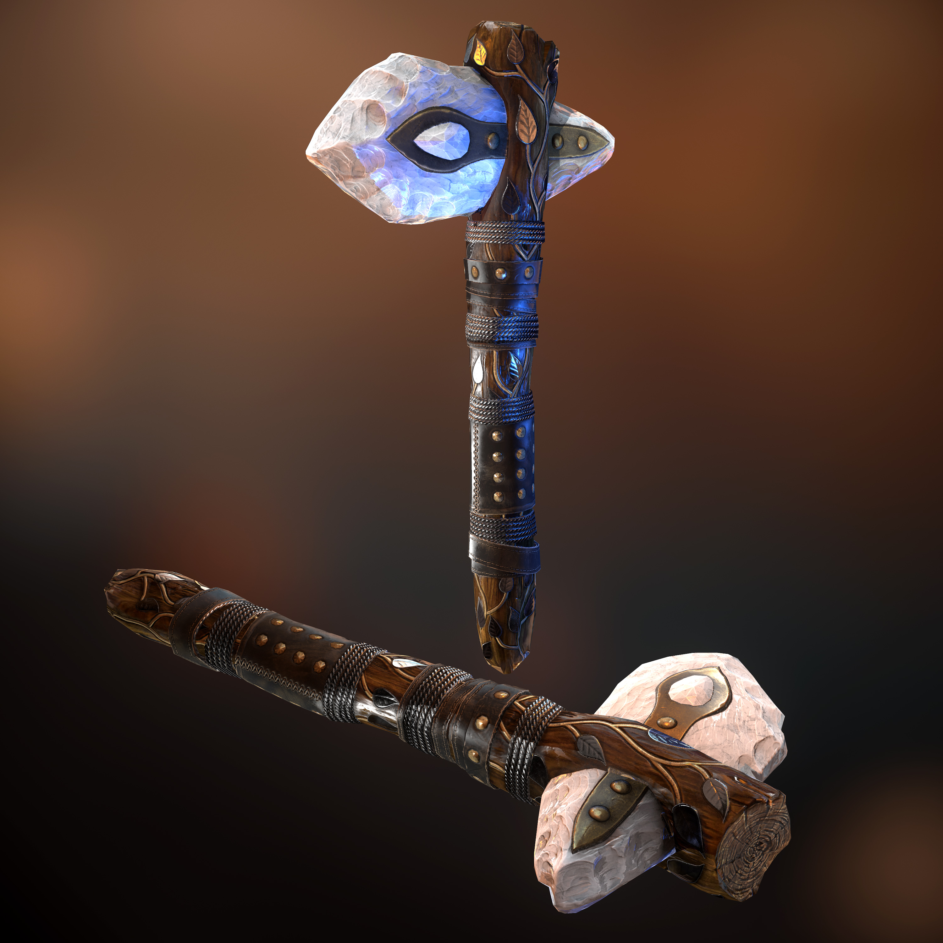 Silver Leaf Stone Hatchet