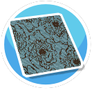 Blue with Black Flowers