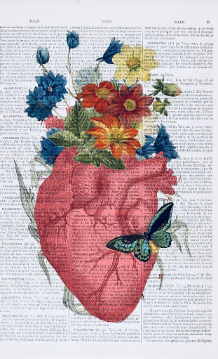 Heart with butterfly art print