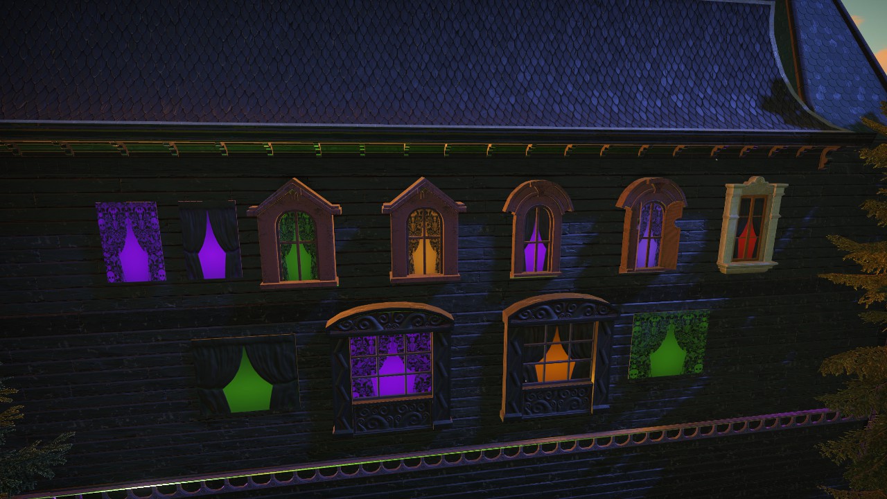 Haunted House Curtains Glowing Medium