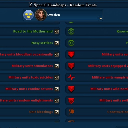 Z Special Handicaps - Random Events