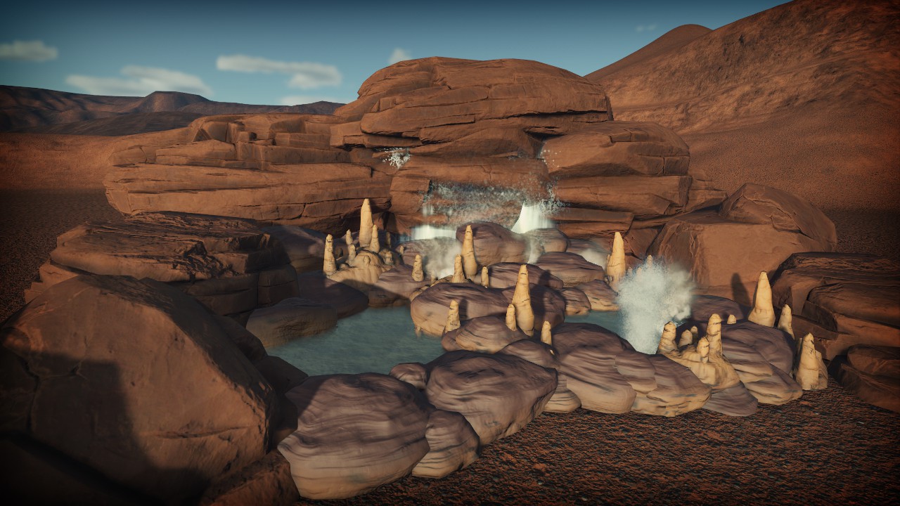 Western pond with geisers
