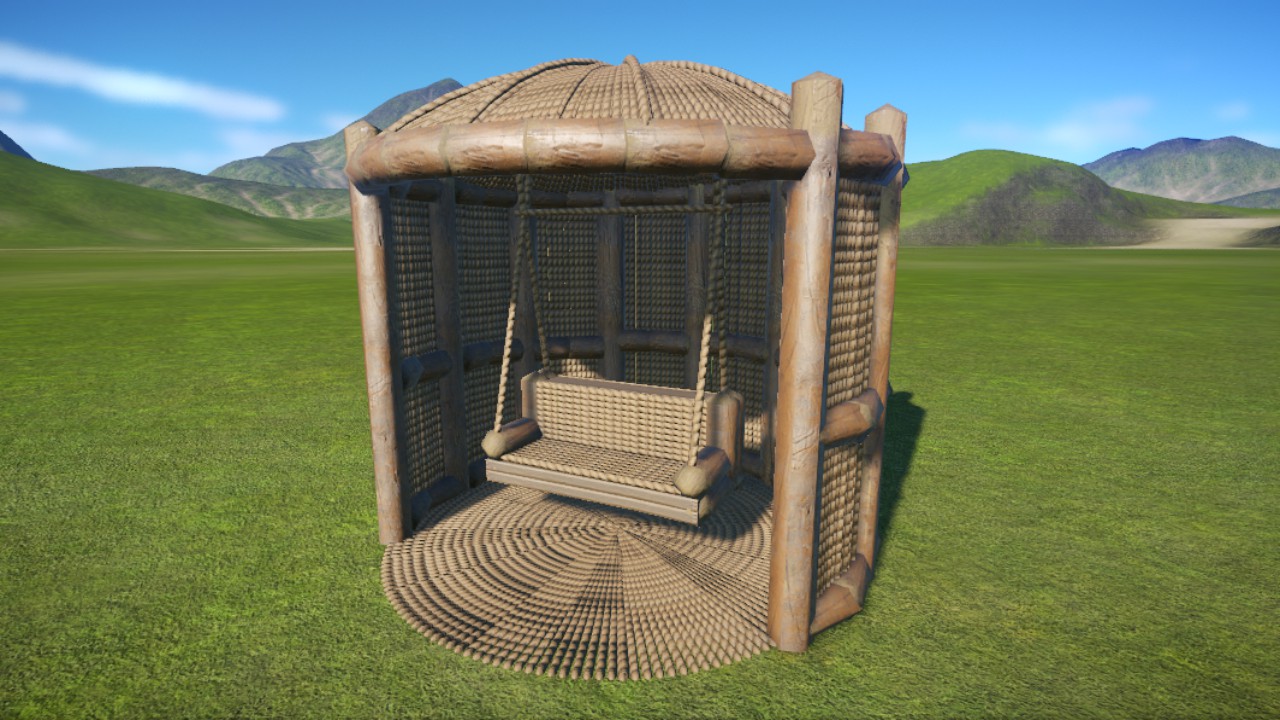 Wicker Gazebo With Swing