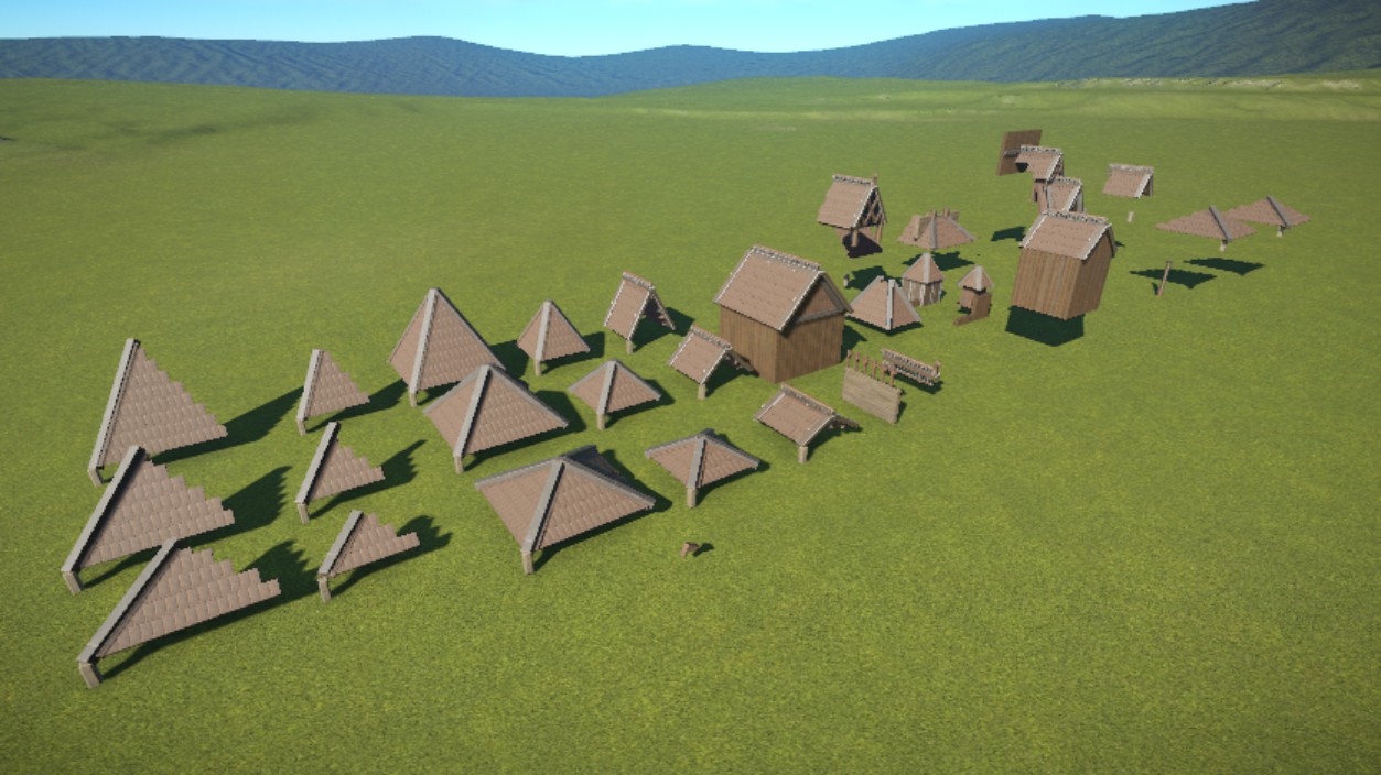 Tile set for stave church roofs