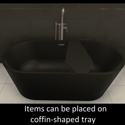 Black Bathtub with Black Coffin Tray
