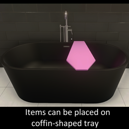 Black Bathtub with Pink Coffin Tray