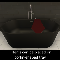 Black Bathtub with Red Coffin Tray