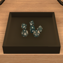 Black Dice Tray with Azure Shimmer Dice