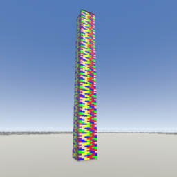 133 Studs Long (divided 1606 to 12),16x16 stud Lego Tower