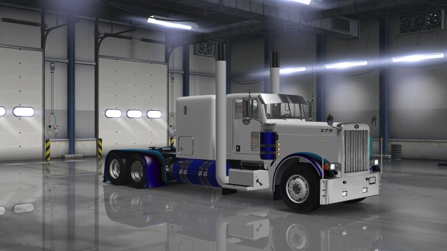 Metallic Blue and White Skin for Mindset's Peterbilt 379