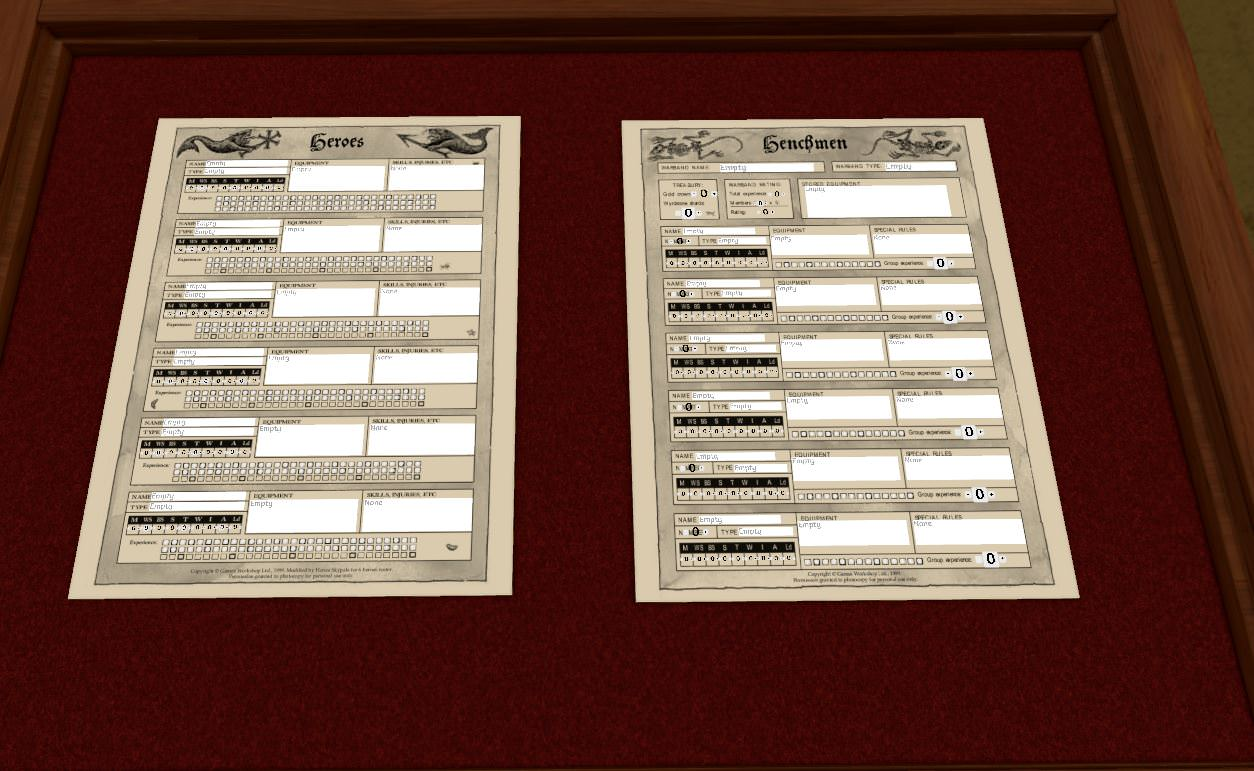 Mordheim Roster Sheets fixed
