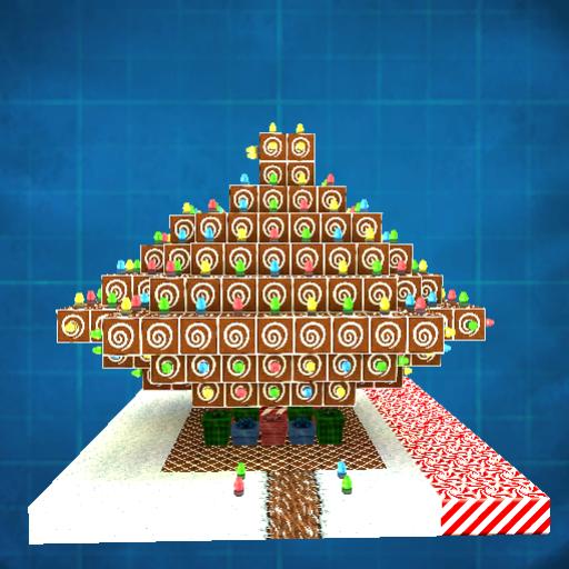  Gingerbread Swril Tree, With Lights, and Gifts