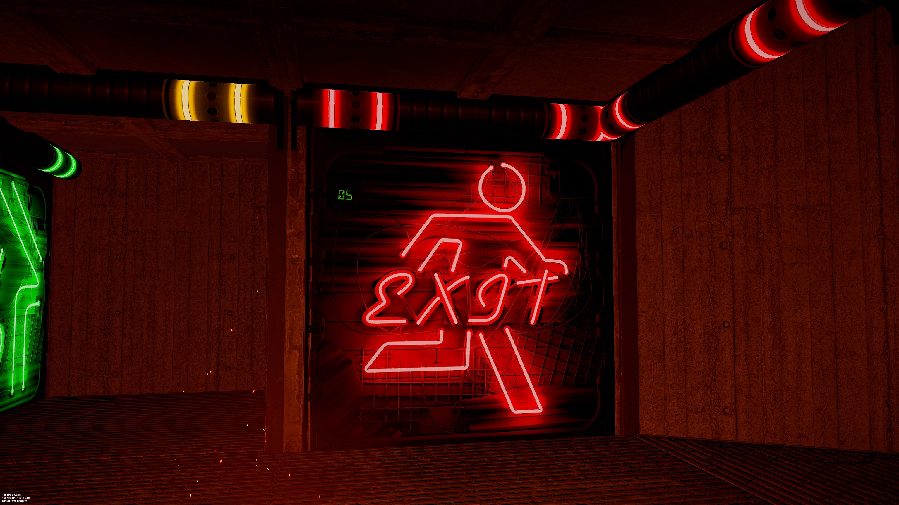Neon Exit Garage Door