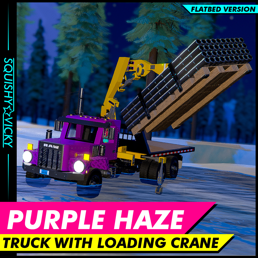 [SQUISHY] Purple Haze - Truck With Loading Crane (Flatbed Version)