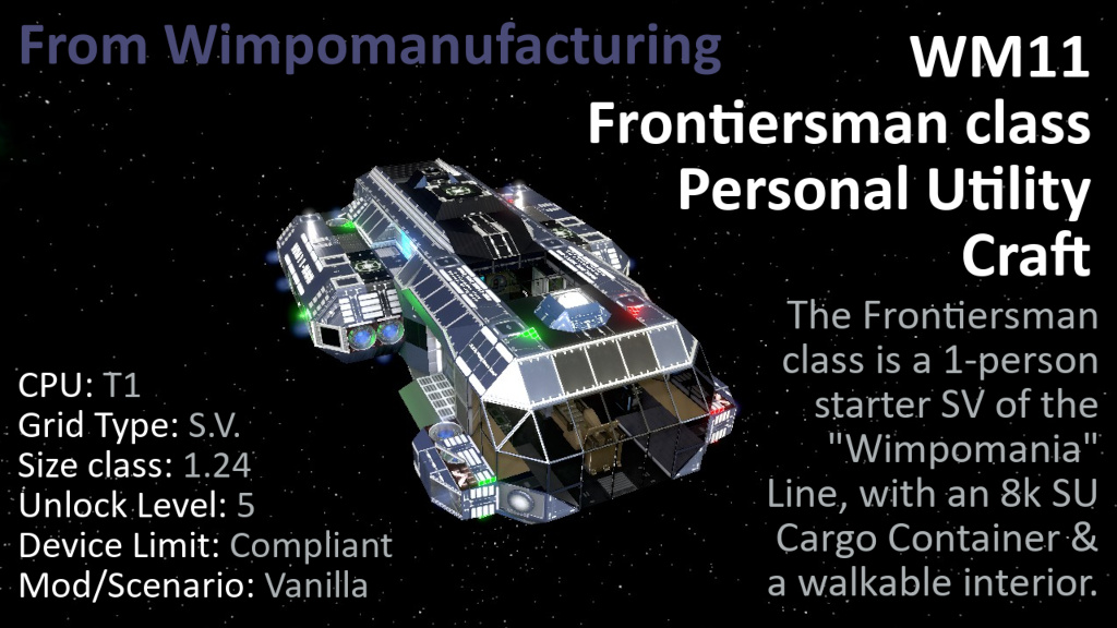 WM11 Frontiersman class Personal Utility Craft (Starter SV)