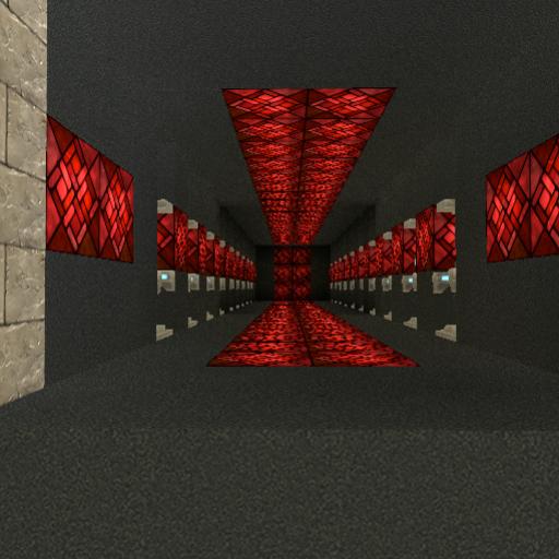 Black and Red Stain Glass Main Teleporter Room Cats Box Town