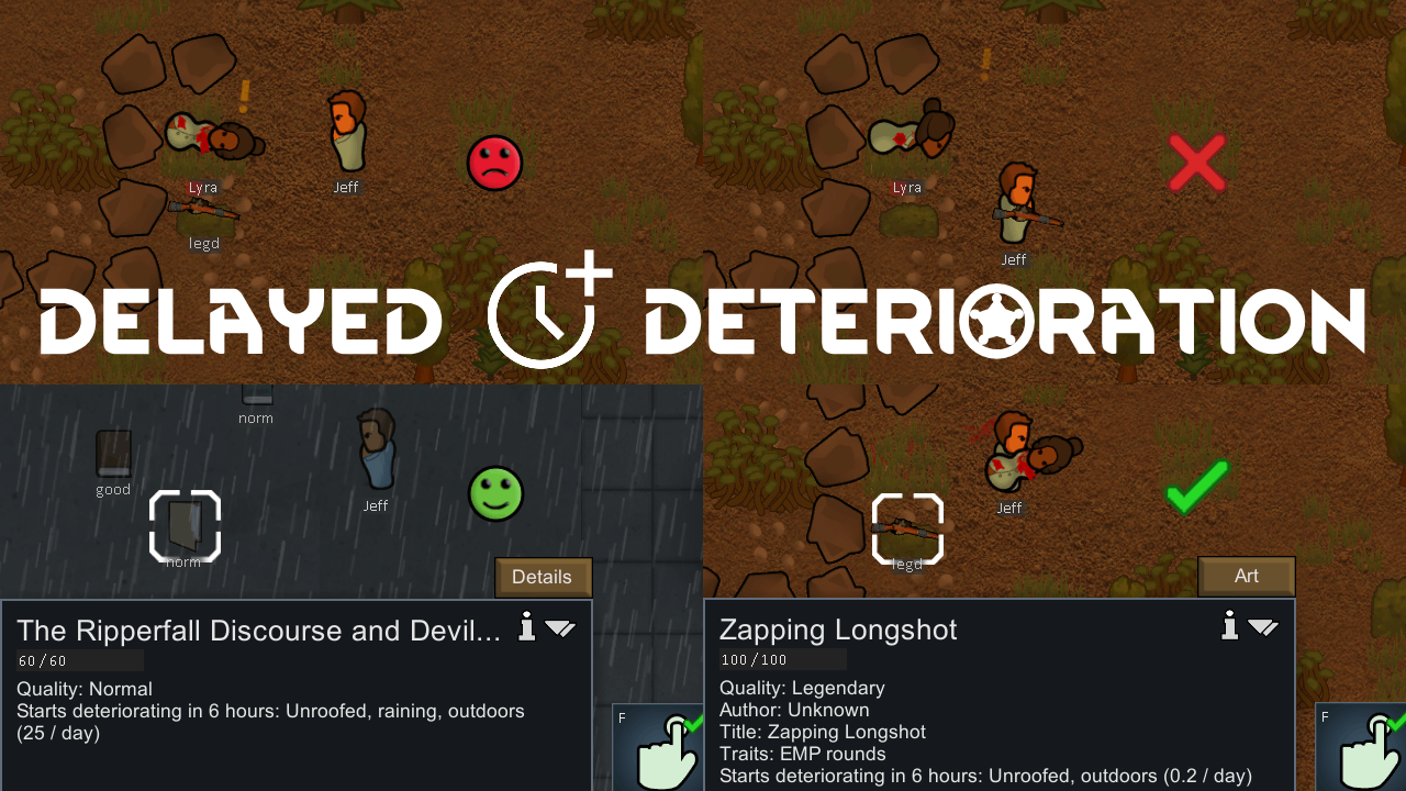 Delayed Deterioration mod preview for RimWorld