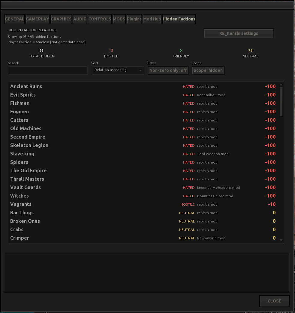 Hidden Faction Relations