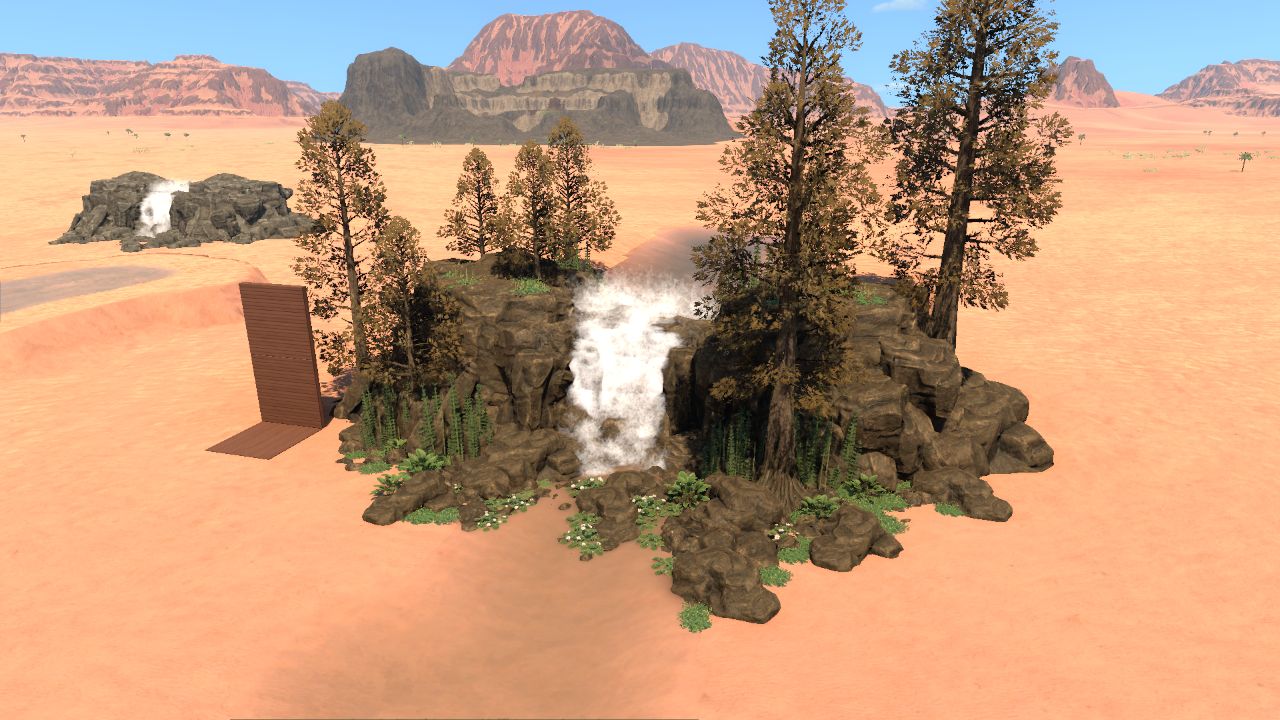 Tall wetland waterfall