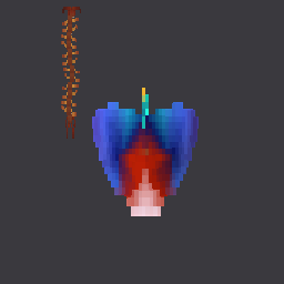 big blue and red bird
