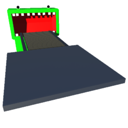conveyer belt but a monster eats the thing that you put on it