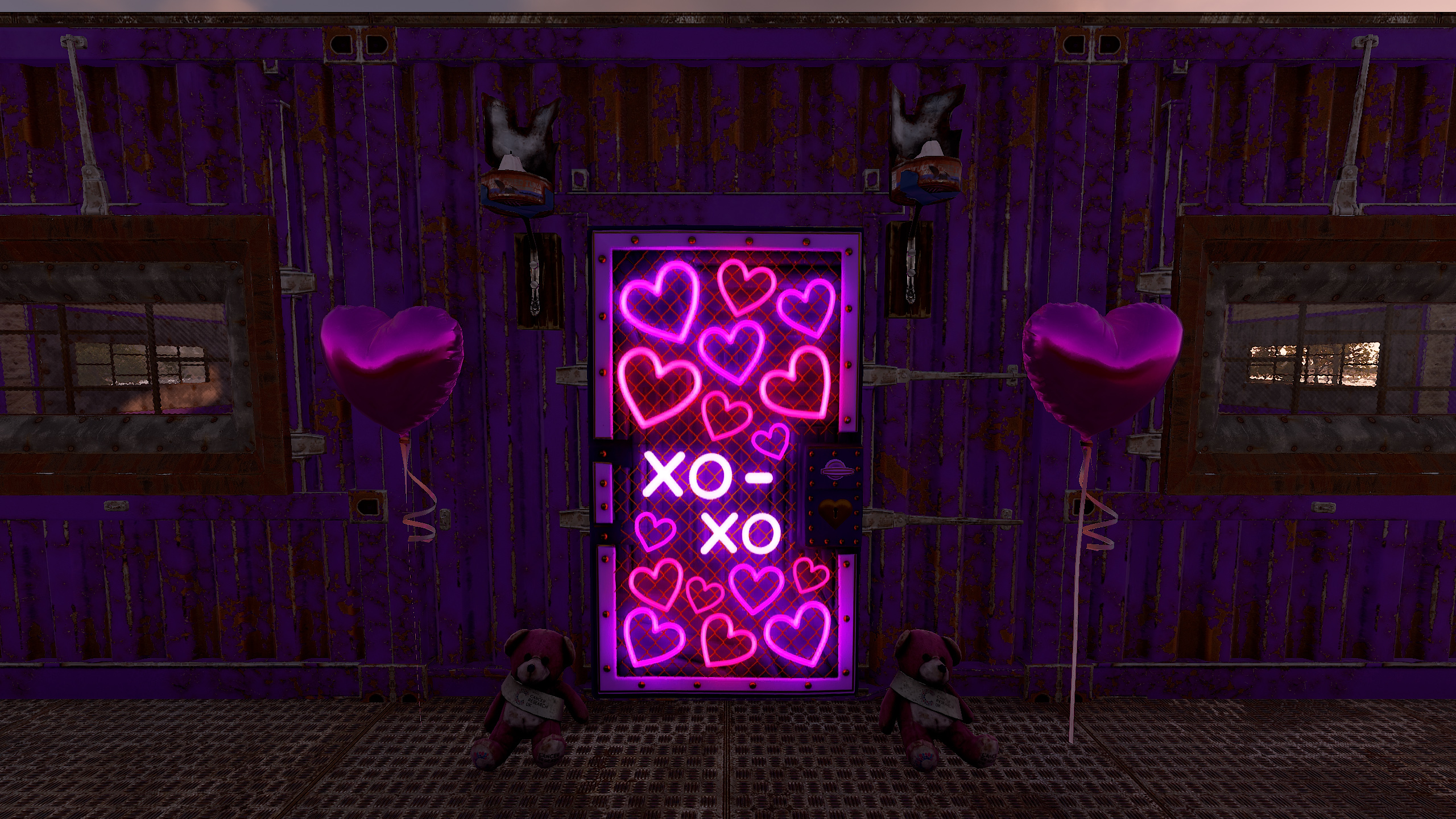 Neon Hearts Sheet Metal Door