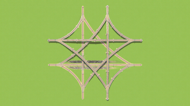 Train Intersection, 4-way, double-track