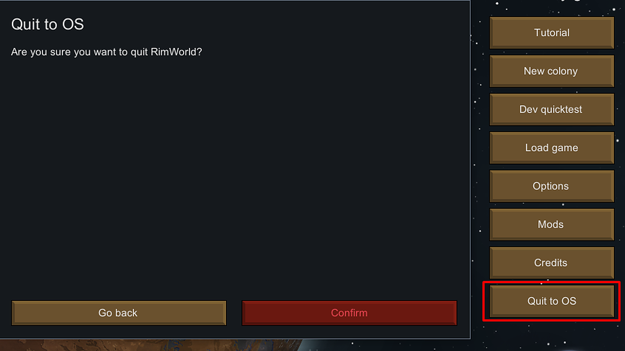 Confirm Quit to OS