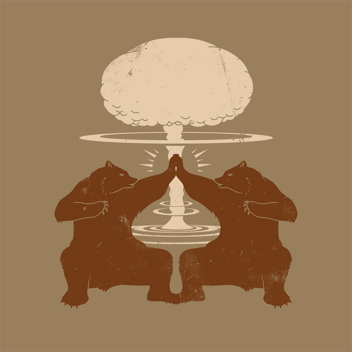 Two bears high fiving