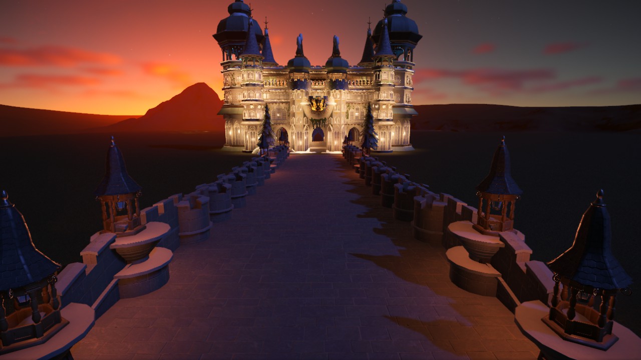 winter castle entrance w/ courtyard